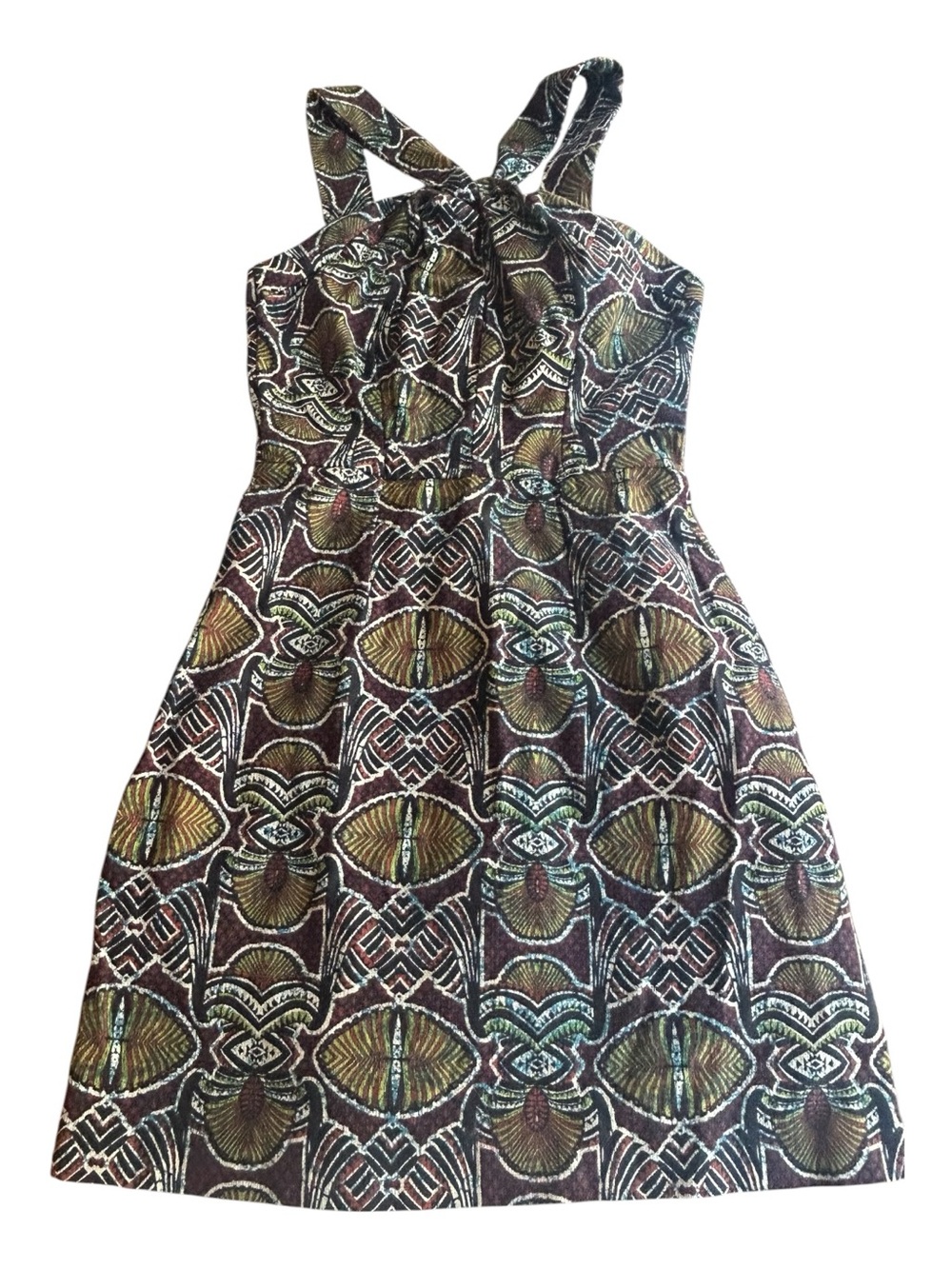 Topshop Aztec Geometric Print Halter Dress - US 4 / EUR 36 / UK 8